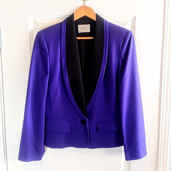 Pendleton Jackets & Blazers - Vintage Pendleton Purple Black Wool Shawl Collar Tuxedo Blazer